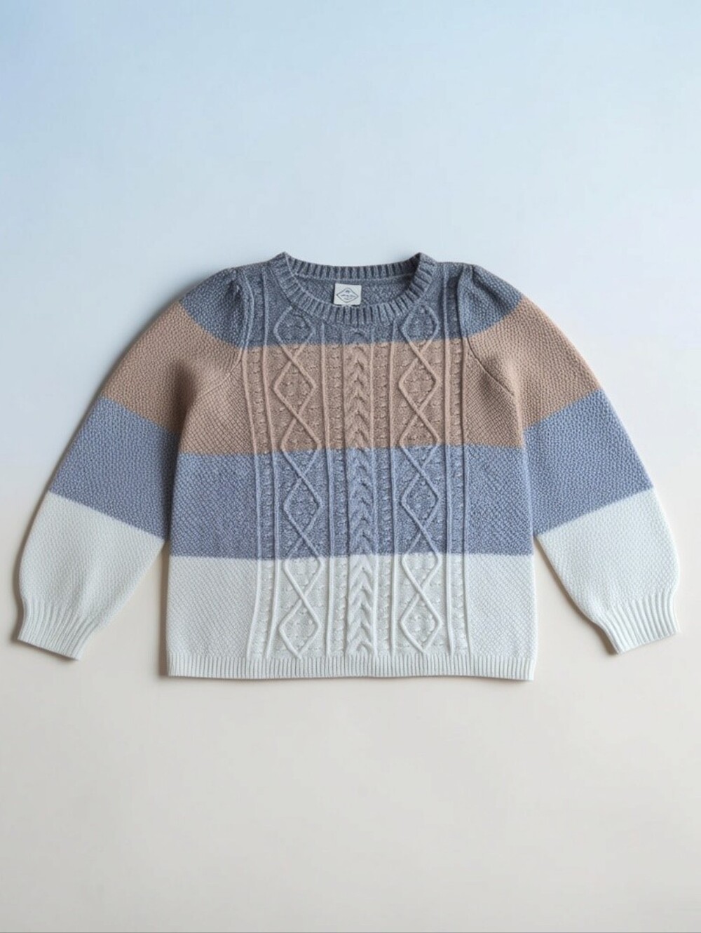 St John's Bay Women's Sweater Colorblock Cable Knit L